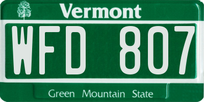 VT license plate WFD807