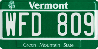 VT license plate WFD809