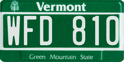 VT license plate WFD810