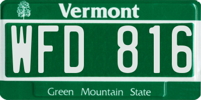 VT license plate WFD816