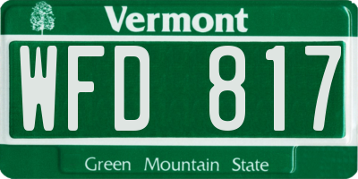 VT license plate WFD817