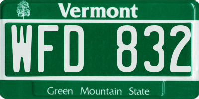 VT license plate WFD832
