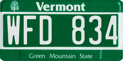 VT license plate WFD834