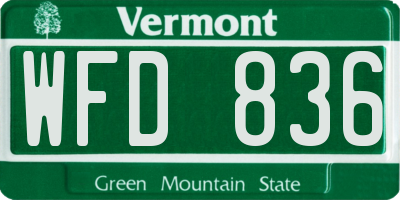 VT license plate WFD836