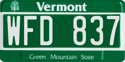 VT license plate WFD837