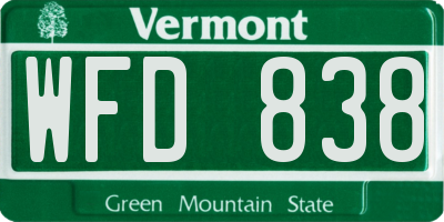 VT license plate WFD838