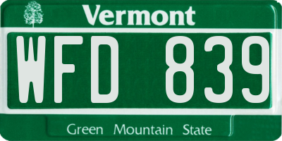 VT license plate WFD839