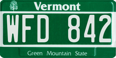 VT license plate WFD842