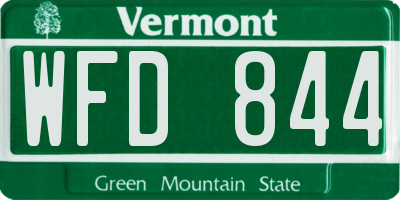VT license plate WFD844