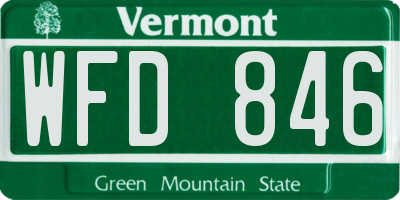 VT license plate WFD846