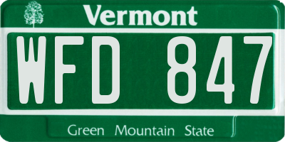 VT license plate WFD847