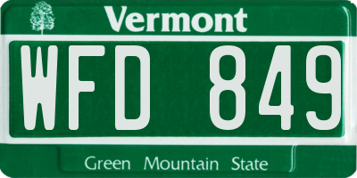 VT license plate WFD849