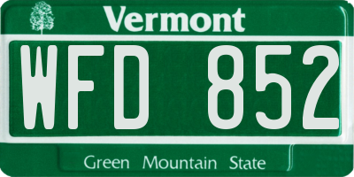 VT license plate WFD852