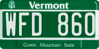 VT license plate WFD860