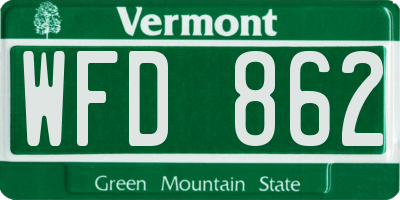 VT license plate WFD862