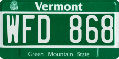 VT license plate WFD868