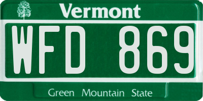 VT license plate WFD869