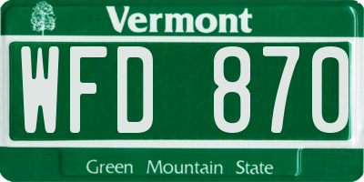 VT license plate WFD870