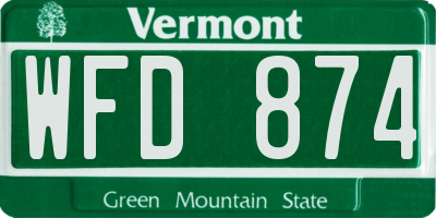 VT license plate WFD874
