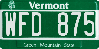 VT license plate WFD875