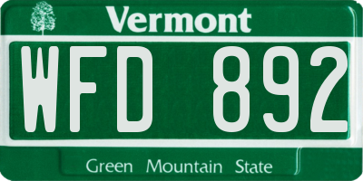 VT license plate WFD892