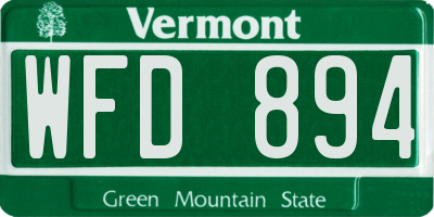 VT license plate WFD894