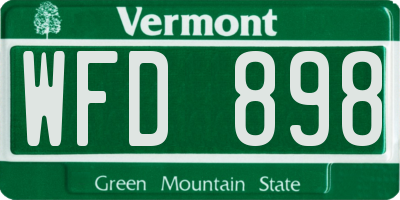 VT license plate WFD898