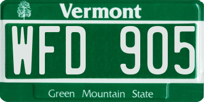 VT license plate WFD905