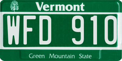 VT license plate WFD910
