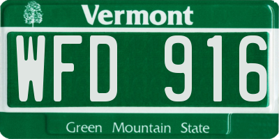 VT license plate WFD916
