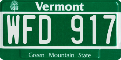 VT license plate WFD917