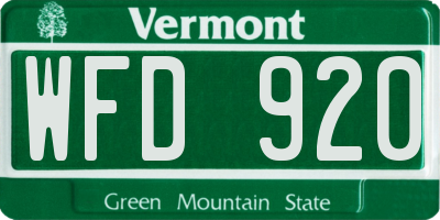 VT license plate WFD920