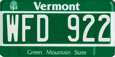 VT license plate WFD922