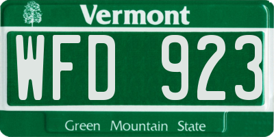 VT license plate WFD923