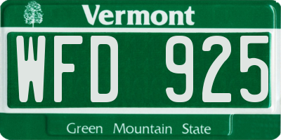 VT license plate WFD925