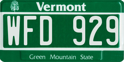 VT license plate WFD929