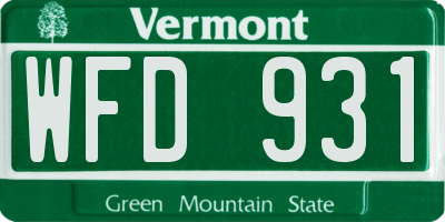 VT license plate WFD931