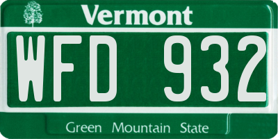 VT license plate WFD932