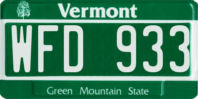 VT license plate WFD933