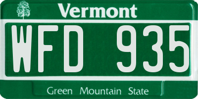 VT license plate WFD935