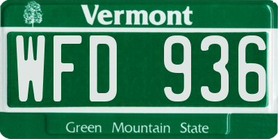 VT license plate WFD936