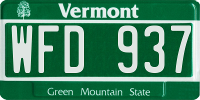 VT license plate WFD937