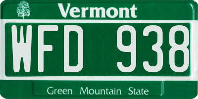 VT license plate WFD938
