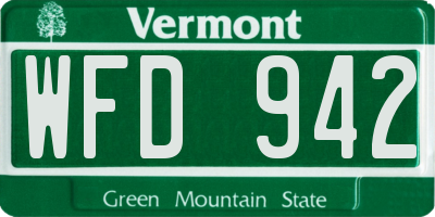 VT license plate WFD942