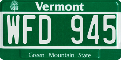 VT license plate WFD945