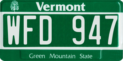 VT license plate WFD947