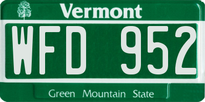 VT license plate WFD952