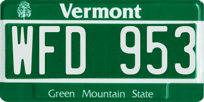 VT license plate WFD953