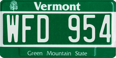 VT license plate WFD954