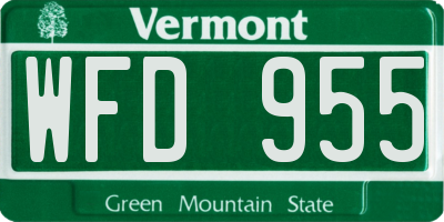VT license plate WFD955